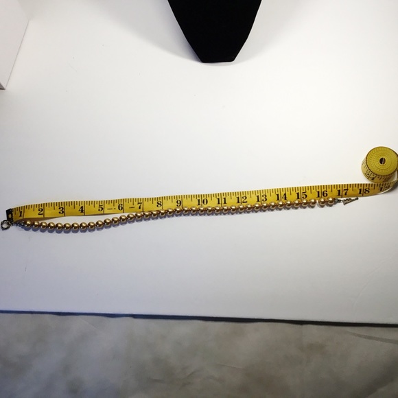 Gold Faux Pearl Chocker Necklace 10 mm pearls 16" - Picture 7 of 7